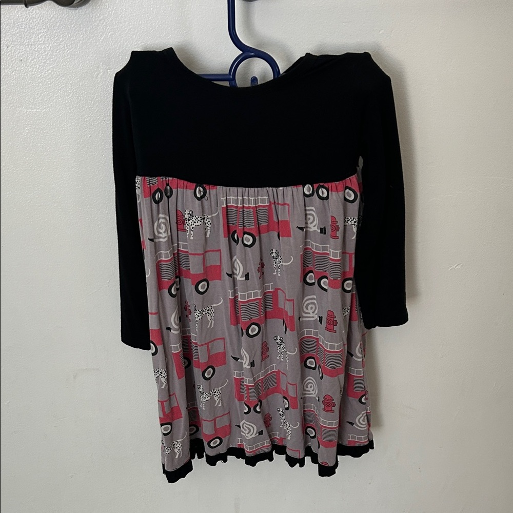 Kickee Pants dress with fire fighter print